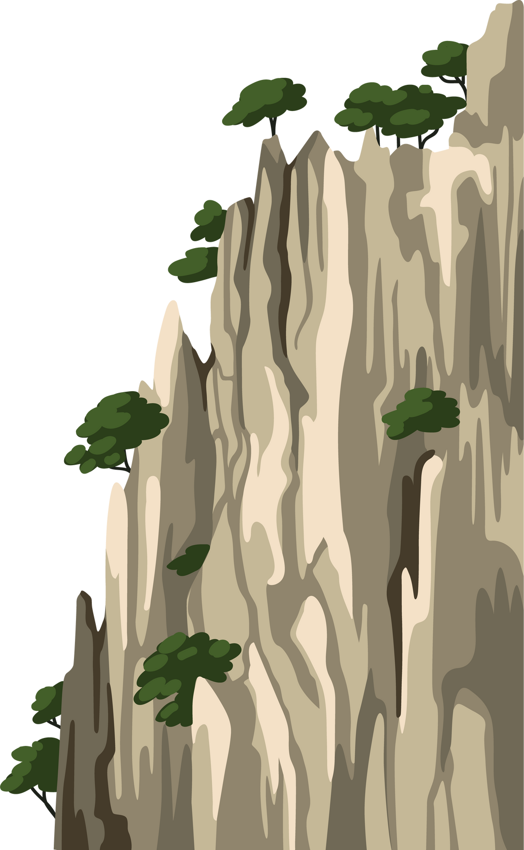 Chinese Mountain Flat Illustration